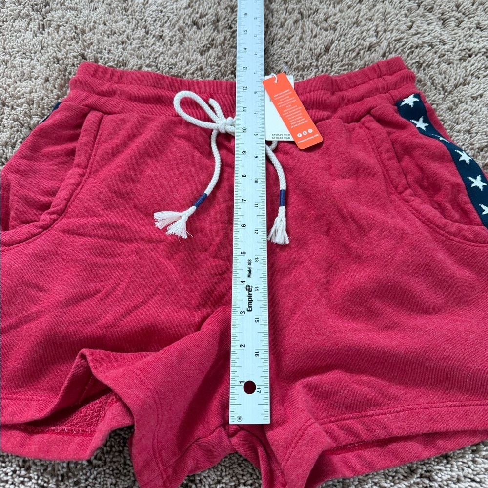 NWT new large fits medium Anthropologie sundry terry shorts red white blue stars - Picture 13 of 14
